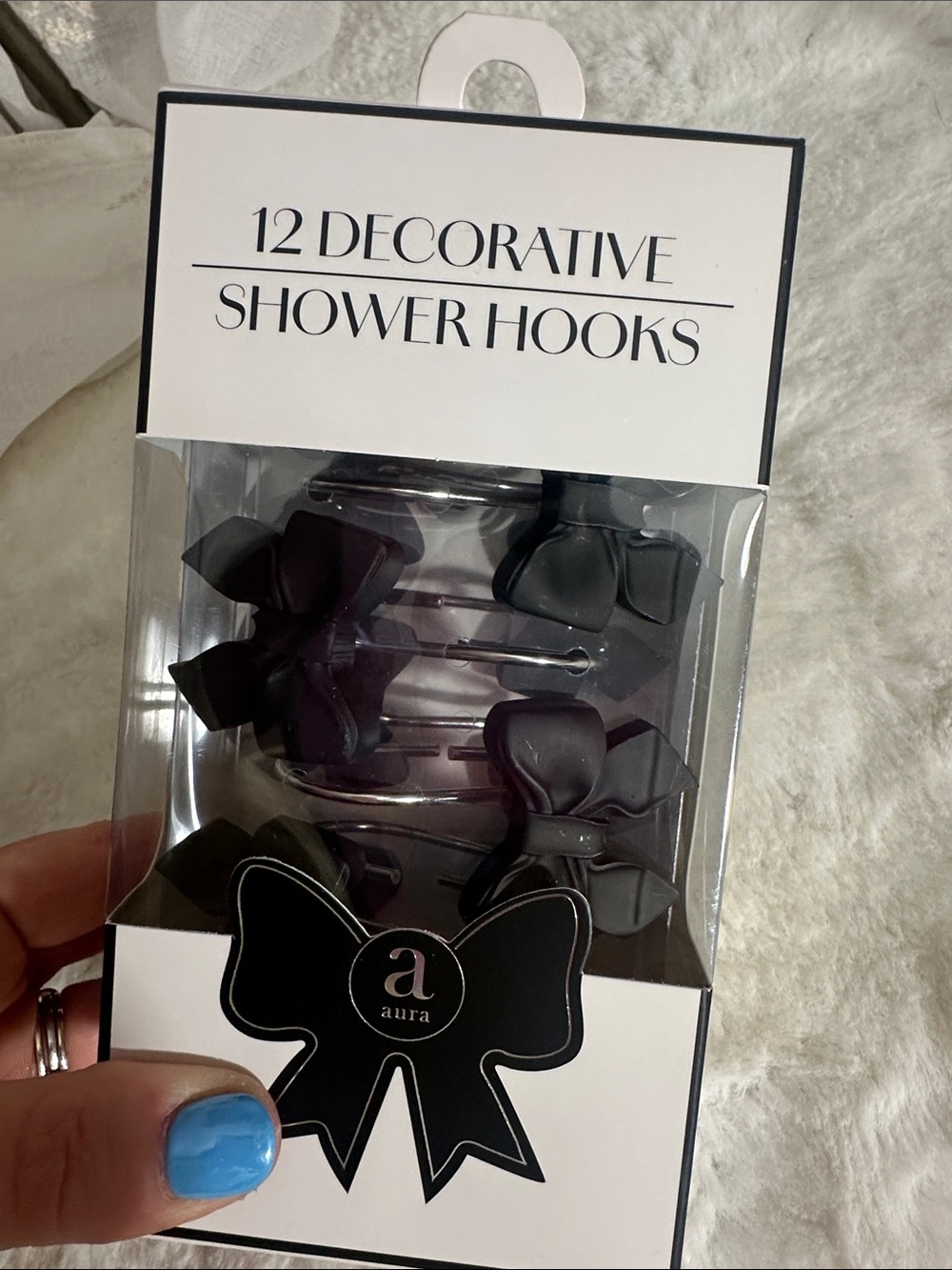 Black bow set of 12 shower hooks